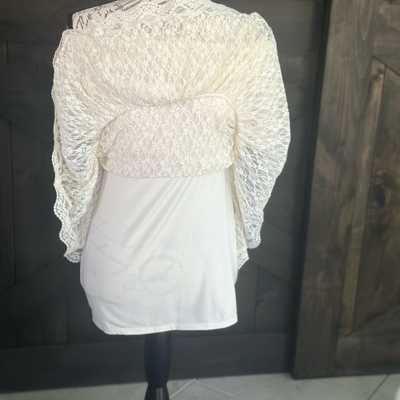 Ivory Lace Off-Shoulder Midi Dress with Liner & Double Layer Lace Breast NWOT - Picture 5 of 6